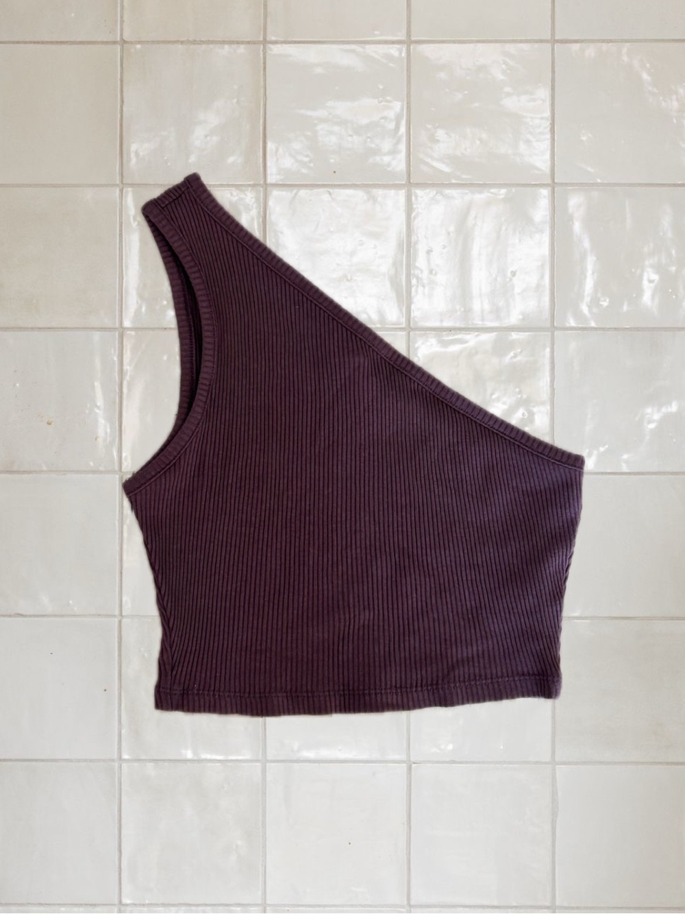 Ribbed One-Shoulder Crop Top